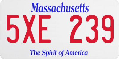 MA license plate 5XE239