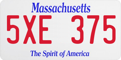 MA license plate 5XE375