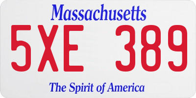 MA license plate 5XE389