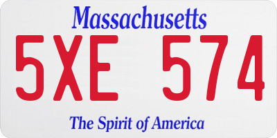 MA license plate 5XE574