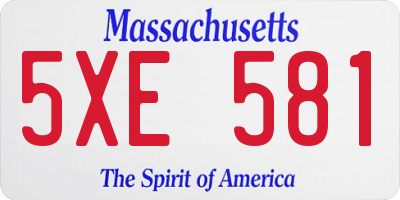 MA license plate 5XE581