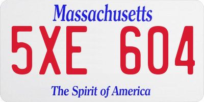 MA license plate 5XE604