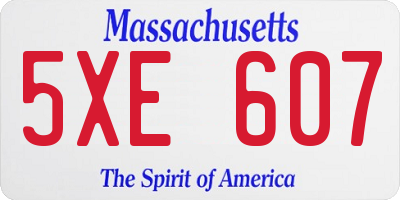 MA license plate 5XE607