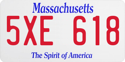 MA license plate 5XE618