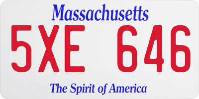 MA license plate 5XE646