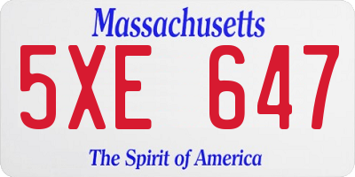 MA license plate 5XE647