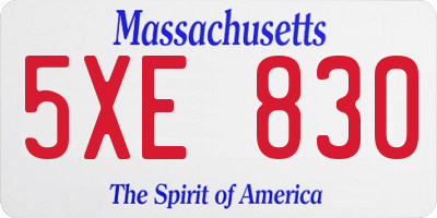 MA license plate 5XE830