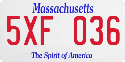 MA license plate 5XF036