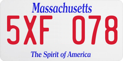 MA license plate 5XF078