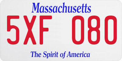 MA license plate 5XF080