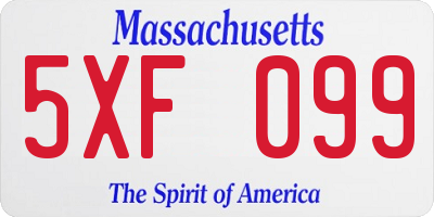 MA license plate 5XF099