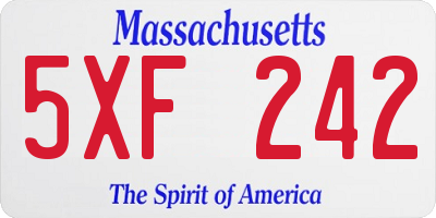 MA license plate 5XF242