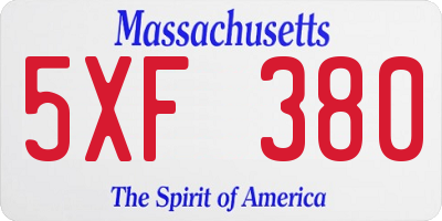 MA license plate 5XF380