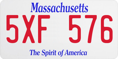 MA license plate 5XF576