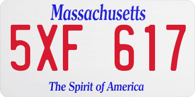 MA license plate 5XF617