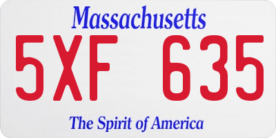 MA license plate 5XF635