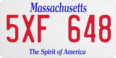 MA license plate 5XF648
