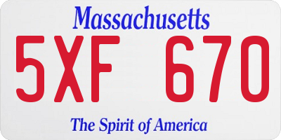 MA license plate 5XF670