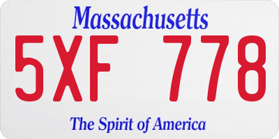 MA license plate 5XF778