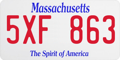 MA license plate 5XF863