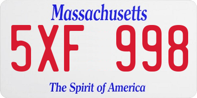 MA license plate 5XF998