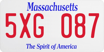 MA license plate 5XG087