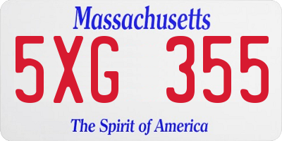 MA license plate 5XG355