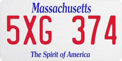 MA license plate 5XG374