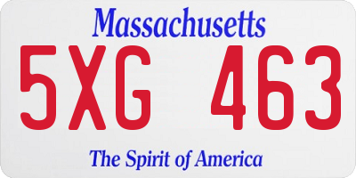 MA license plate 5XG463