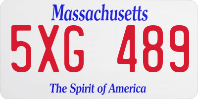 MA license plate 5XG489