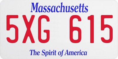 MA license plate 5XG615
