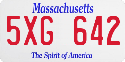 MA license plate 5XG642
