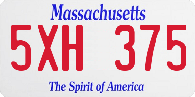 MA license plate 5XH375