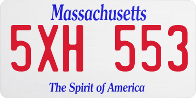 MA license plate 5XH553