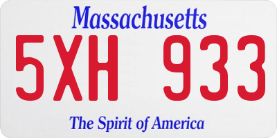 MA license plate 5XH933