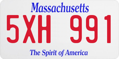 MA license plate 5XH991