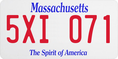 MA license plate 5XI071