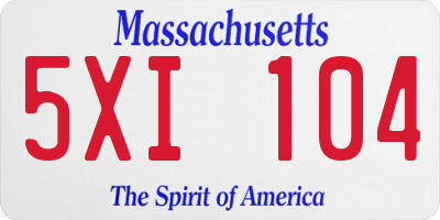 MA license plate 5XI104