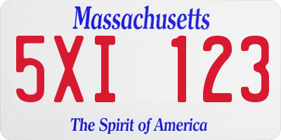 MA license plate 5XI123
