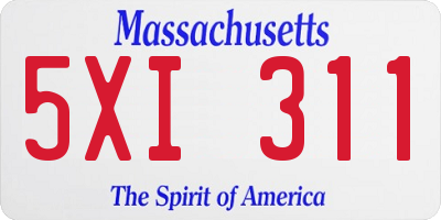 MA license plate 5XI311