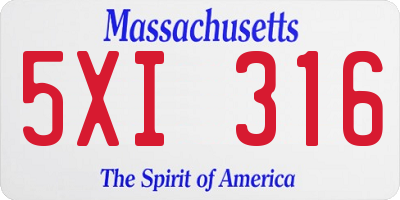 MA license plate 5XI316