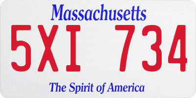 MA license plate 5XI734