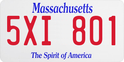 MA license plate 5XI801