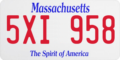 MA license plate 5XI958