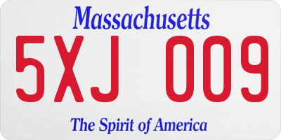 MA license plate 5XJ009