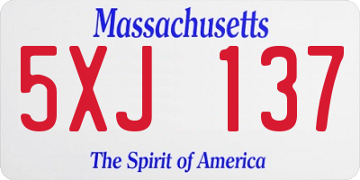 MA license plate 5XJ137