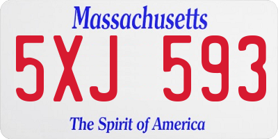 MA license plate 5XJ593