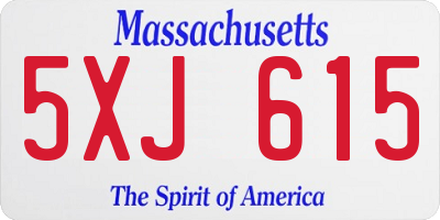 MA license plate 5XJ615