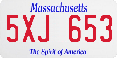 MA license plate 5XJ653