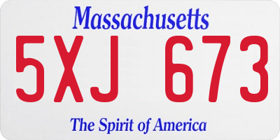 MA license plate 5XJ673